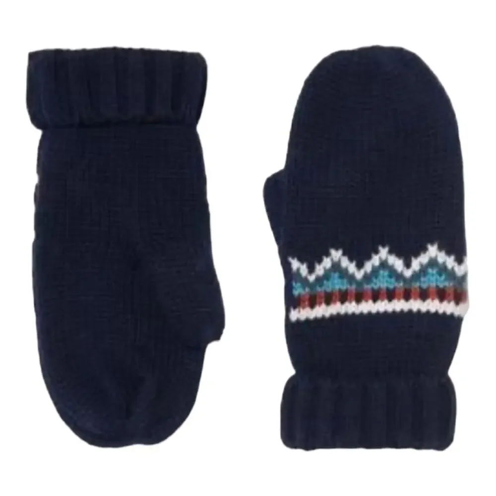 Janie And Jack The Fair Isle Mittens Navy Blue Size 6 - 8Yrs